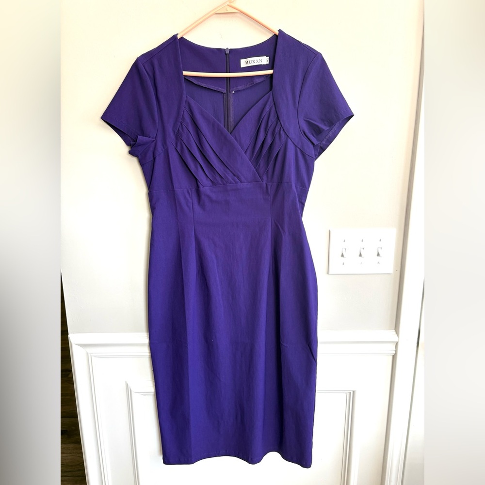 MUXXN Vintage Short sleeve Bodycon Form Fitting Midi Pencil Dress Size XXL